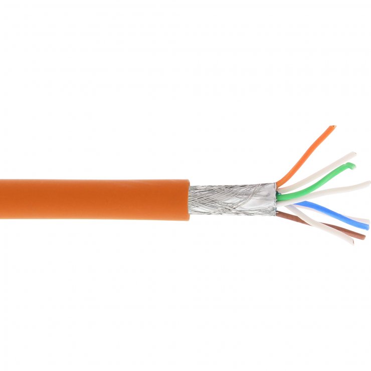 Imagine Rola 100m cablu de retea RJ45 Cat. 6A S/FTP PiMF Orange, InLine IL76899O